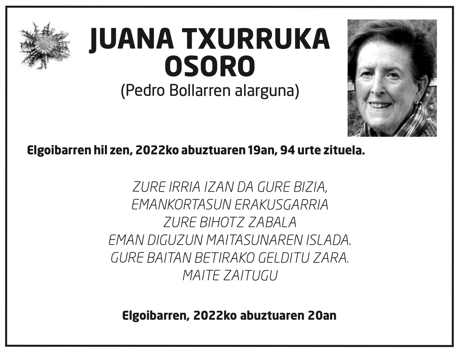 Juana Txurruka Osoro