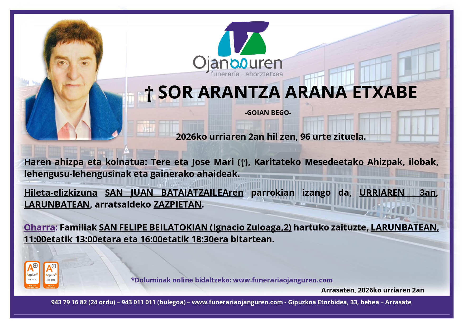 Sor Arantza Arana Etxabe
