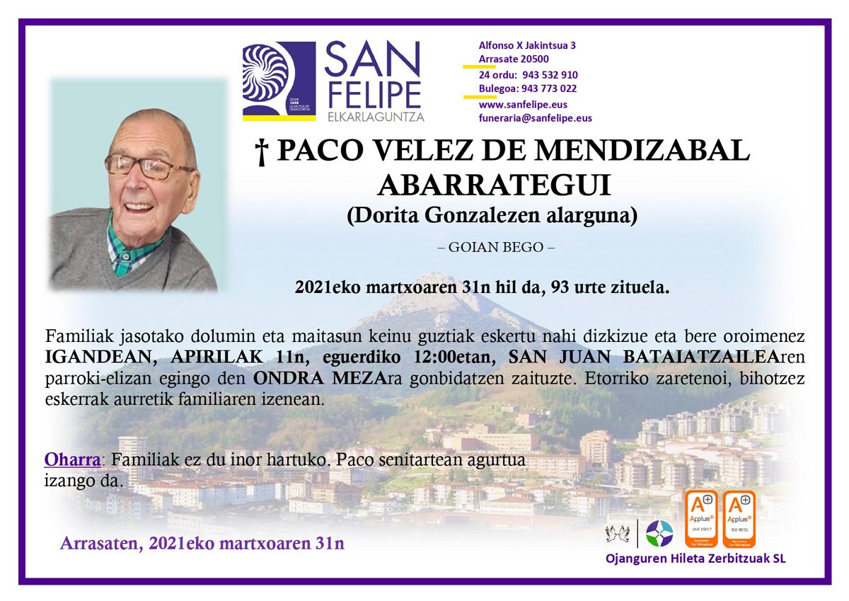 Paco Velez De Mendizabal Abarrategui