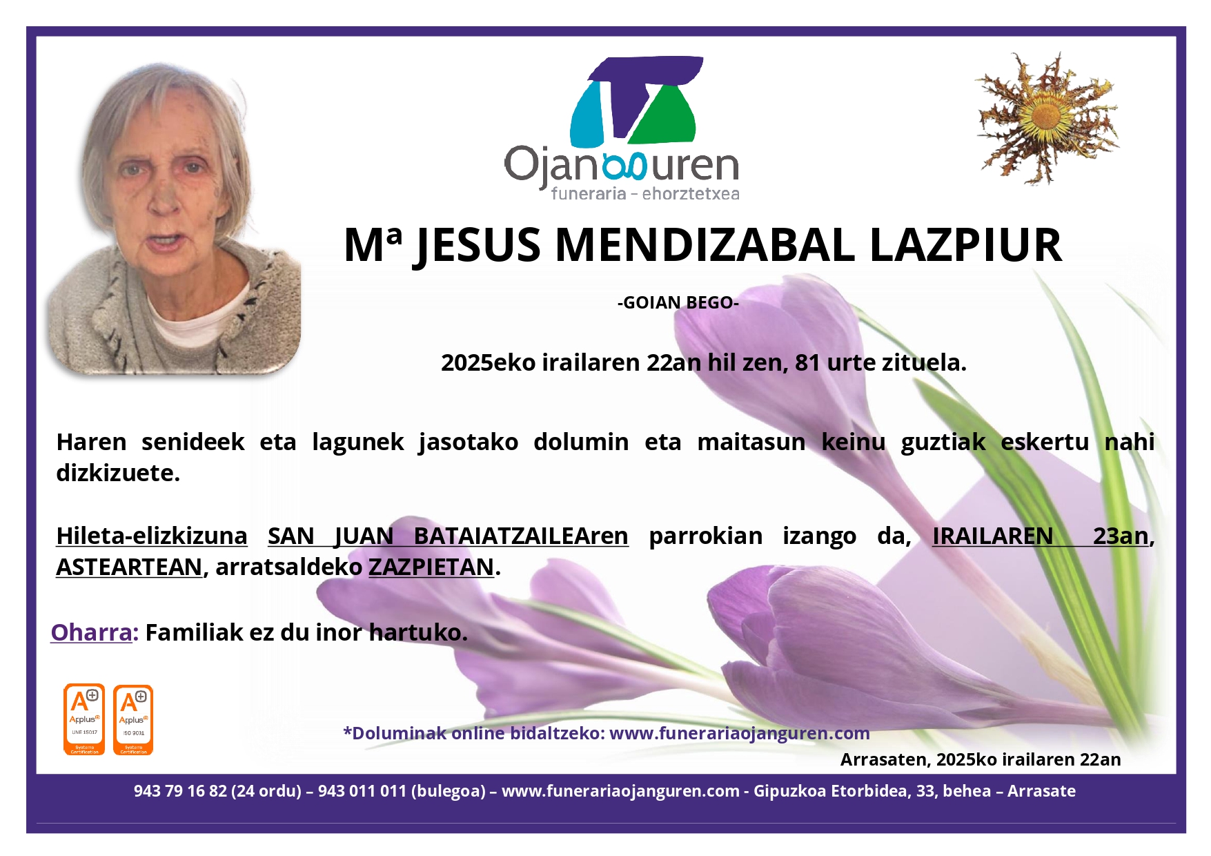 Mª Jesus Mendizabal Lazpiur
