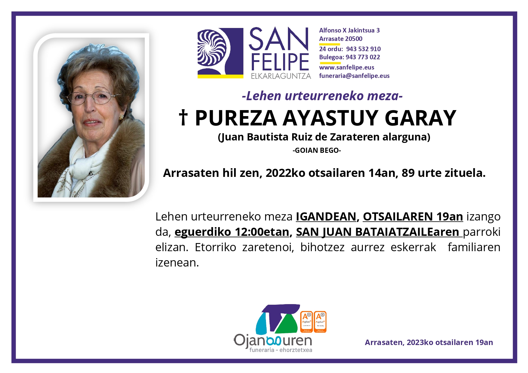 Pureza Ayastuy Garay