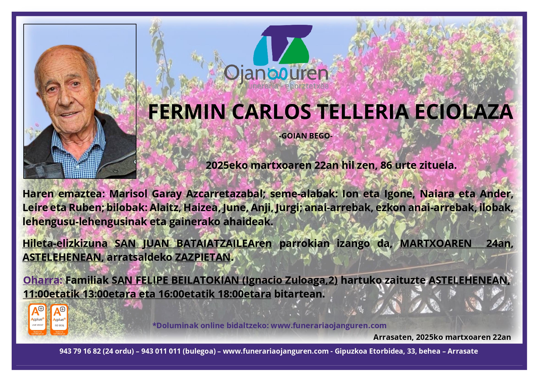 Fermin Carlos Telleria Eciolaza