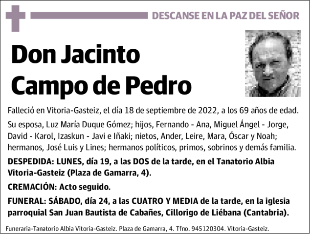 Jacinto Campo De Pedro