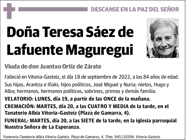 Teresa Sáez De Lafuente Maguregui
