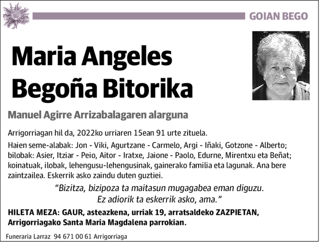 María Ángeles Begoña Bitorika