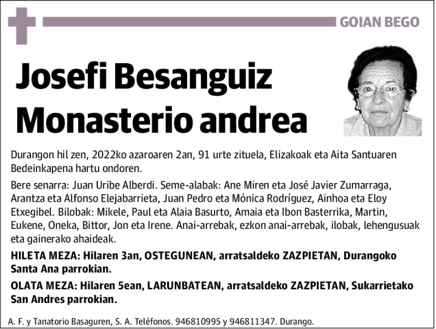 Josefi Besanguiz Monasterio