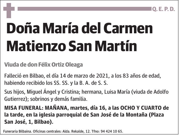 María Del Carmen Matienzo San Martín