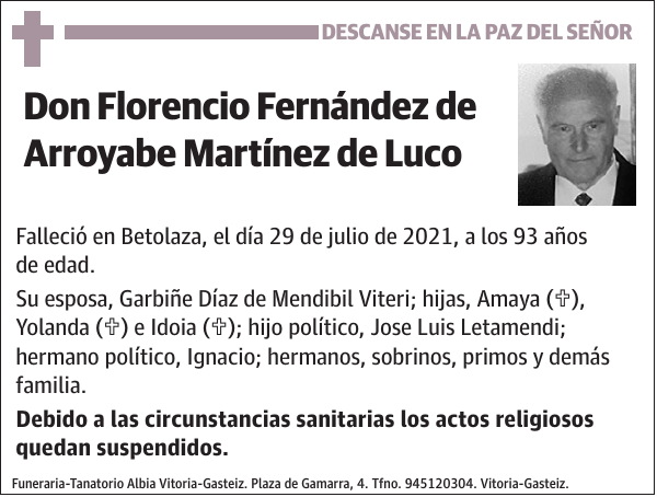 Florencio Fernández De Arroyabe Martínez De Luco