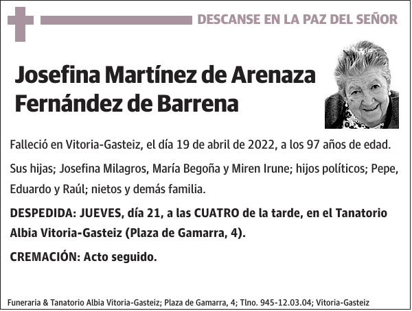 Josefina Martínez De Arenaza Fernández De Barrena