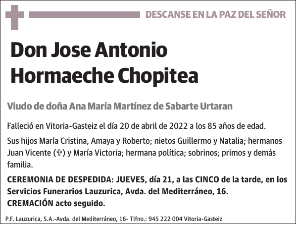 Jose Antonio Hormaeche Chopitea