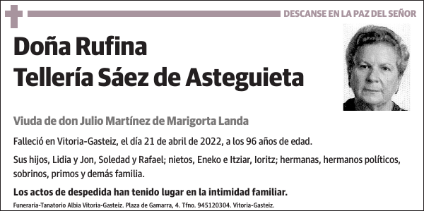 Rufina Tellería Sáez De Asteguieta