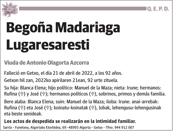 Begoña Madariaga Lugaresaresti