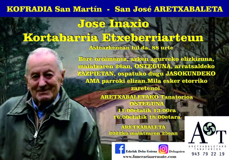 Jose Inaxio Kortabarria Etxeberriarteun